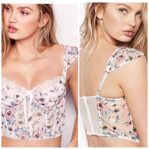 VS Luxe Dream Angels Silk Multi Color Floral Appliqué Celeb Corset 32C EUC - Picture 8 of 16